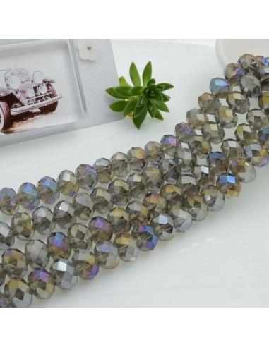 Filo di Mezzi Cristalli cinesi Fumé AB rondelle cipollotti 6x8mm sfaccettati briolette 65-70pz GDO | Gioie d'Oriente