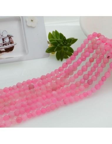 Filo pietre dure giada tonda sfaccettata colore rosa 3.5mm 114pz