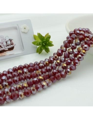 Filo di Mezzi Cristalli Bordeaux AB Rondelle Cipollotti 4.5x6mm Sfaccettati Briolette circa 90pz GDO | Gioie d'Oriente