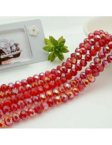 Filo di Mezzi Cristalli Rosso Trasparente AB Rondelle Cipollotti 4.5x6mm Sfaccettati Briolette circa 90pz GDO | Gioie d'Oriente