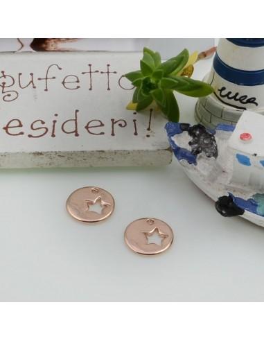 Ciondoli tondi stella vuota in ottone oro rosa 10 mm 2pz Gioie d'Oriente