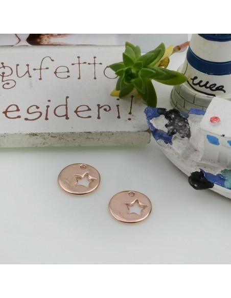 Ciondoli tondi stella vuota in ottone oro rosa 10 mm 2pz Gioie d'Oriente