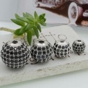 Distanziatore a pallina con zirconi neri base argento 1pz Gioie d'Oriente