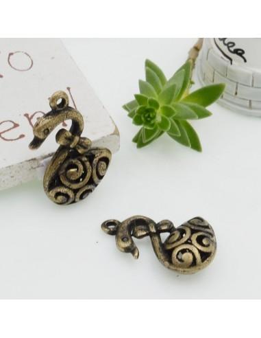 Ciondoli a forma di cigno traforato in metallo bronzo 16x20 mm 20pz Gioie d'Oriente