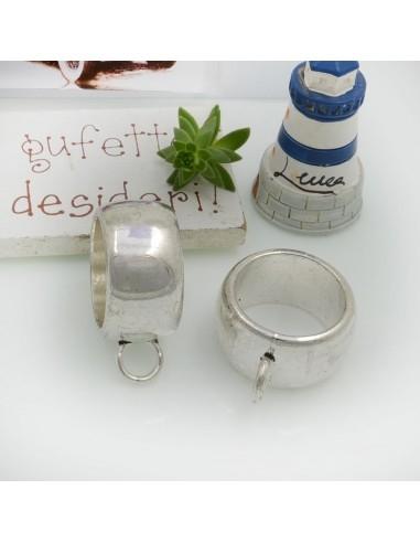 Gancio per pendente tondo liscio in metallo argento 29x23mm |GDO