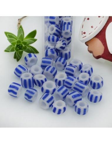 Perline di conteria a righe bianco e bluette