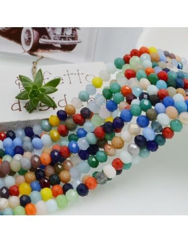 Filo di Mezzi Cristalli colore Mix Rondelle 3x4mm Sfaccettati Briolette 125 a 145pz GDO | Gioie d'Oriente
