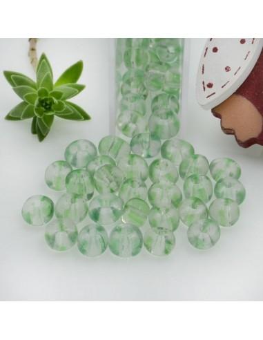 Perline di conteria a righe trasparente e verde 5/6mm 85pz circa