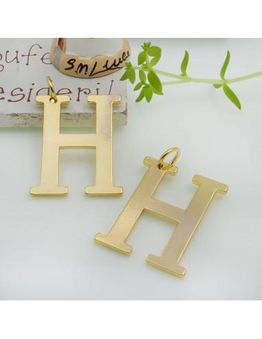 Ciondolo lettera iniziale, ottone oro, finitura liscia, circa 20x28mm, pendente alfabeto, 1 pezzo, marchio Gioie d'Oriente