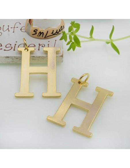 Ciondolo lettera iniziale, ottone oro, finitura liscia, circa 20x28mm, pendente alfabeto, 1 pezzo, marchio Gioie d'Oriente