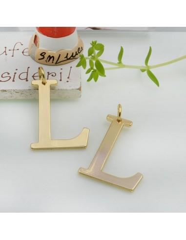 Ciondolo lettera iniziale, ottone oro, finitura liscia, circa 20x28mm, pendente alfabeto, 1 pezzo, marchio Gioie d'Oriente