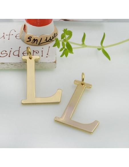 Ciondolo lettera iniziale, ottone oro, finitura liscia, circa 20x28mm, pendente alfabeto, 1 pezzo, marchio Gioie d'Oriente