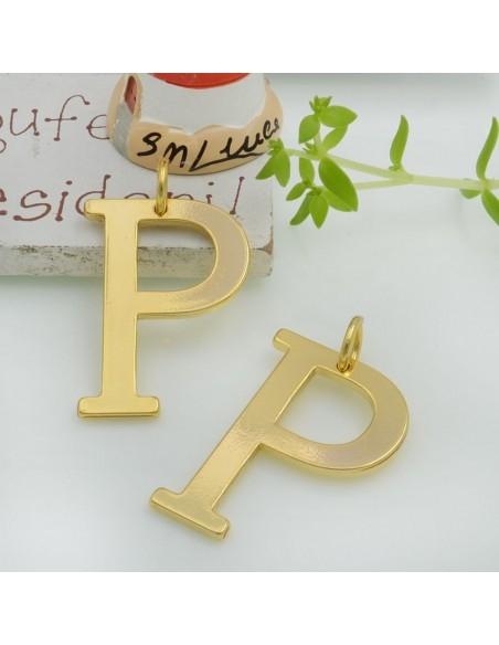 Ciondolo lettera iniziale, ottone oro, finitura liscia, circa 20x28mm, pendente alfabeto, 1 pezzo, marchio Gioie d'Oriente