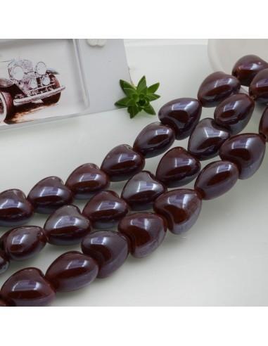 Perle cuore in ceramica colore marrone scuro 12x13mm 25pz GDO