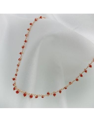 Collana con perline indiane 40 cm in rame oro 18K GDO