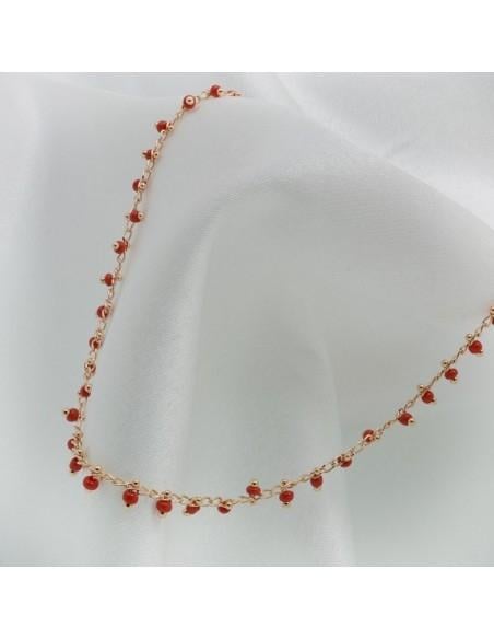 Collana con perline indiane 40 cm in rame oro 18K GDO