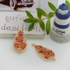 Ciondolo connettore goccia in ottone con strass 28x12mm 1pz Gioie d'Oriente 2