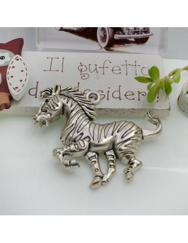 Ciondolo a forma di Zebra in metallo 46x50mm 1pz | GDO