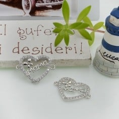 Connettore cuore Mama in ottone con strass 15x20mm 1pz Gioie d'Oriente 2