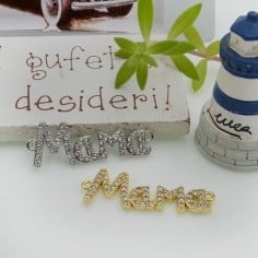 Connettore scritta Mama in ottone con strass 29x10mm 1pz Gioie d'Oriente
