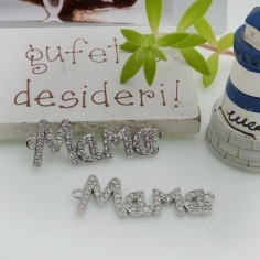 Connettore scritta Mama in ottone con strass 29x10mm 1pz Gioie d'Oriente 2