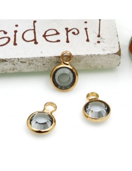 Mini Charms di Cristalli in Vari Colori con Base Oro 6mm 2pz | GDO