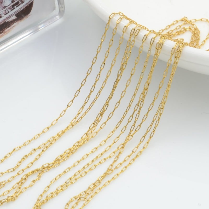 catena maglie rettangolari in acciaio sottili 0.7mm per bigiotteria 1 mt colore oro|GDO