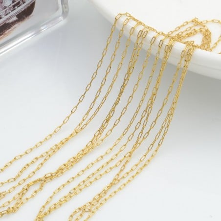 catena maglie rettangolari in acciaio sottili 0.7mm per bigiotteria 1 mt colore oro|GDO