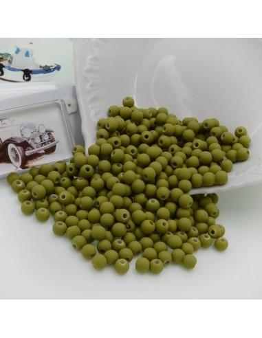 Perle tonde in resina opaca colore verde militare 6mm 450pz | GDO