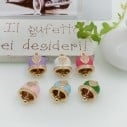 Ciondolo campanella smaltata in ottone base oro con strass 12x10mm 1pz Gioie d'Oriente