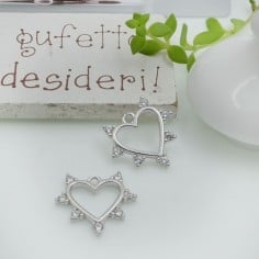 Ciondolo cuore in ottone con zirconi 16x17mm 1pz Gioie d'Oriente 2