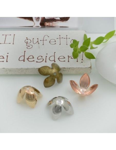 Copriperla fiore liscio ottone 15mm Gioie d'Oriente