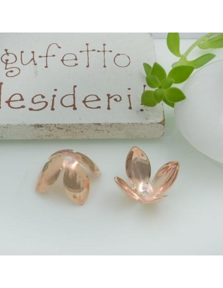 Copriperla fiore liscio ottone 15mm variante In Ottone - Oro Rosa Chiaro Gioie d'Oriente