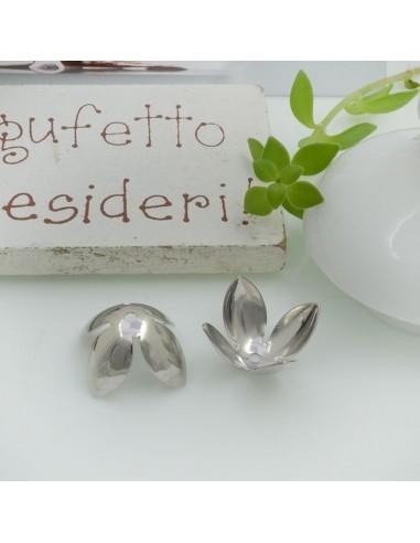 Copriperla fiore liscio ottone 15mm variante In Ottone - Argento rodio Gioie d'Oriente