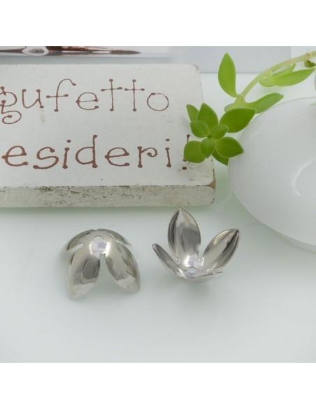 Copriperla fiore liscio ottone 15mm variante In Ottone - Argento rodio Gioie d'Oriente