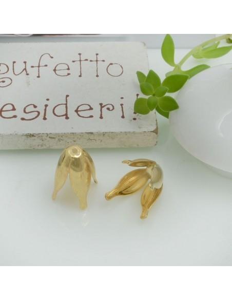Copriperla fiore liscio ottone 12x10mm variante In Ottone - ORO 18K Gioie d'Oriente