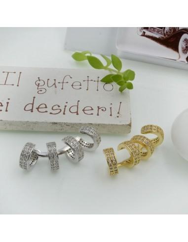 Orecchino Ear cuff in ottone con pavè di Zirconi bianchi 1pz | GDO