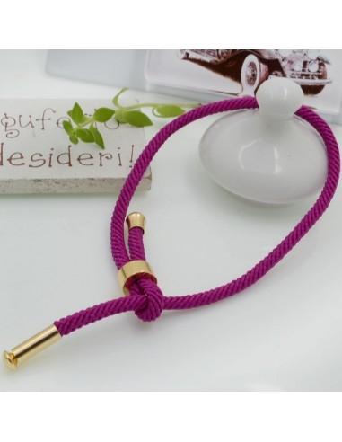 Base bracciale in corda regolabile fucsia scuro 3mm 1pz