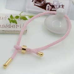 Base bracciale in corda regolabile rosa chiaro 3mm 1pz