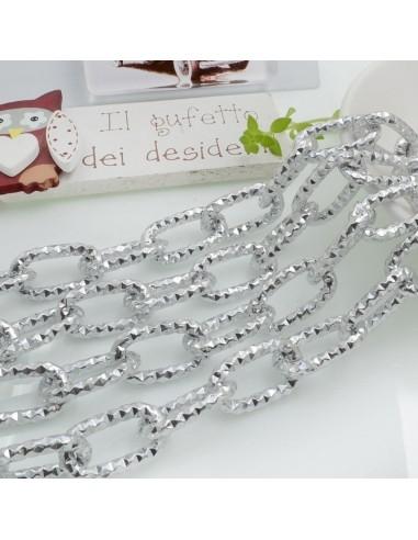 Catena ovale diamantata 22 x 12 mm 50 cm in alluminio colore argento  GDO
