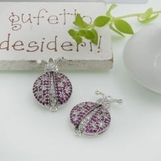 Ciondolo connettore coccinella in ottone con zirconi 20x13mm 1pz Gioie d'Oriente 2