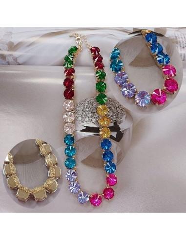 Collana in ottone con Strass colorati a forma Rotonda | GDO