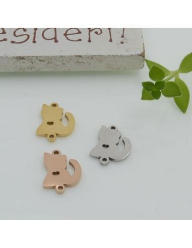 Connettore gatto in acciaio inossidabile 12 x 8 mm 1pz colori vari Gioie d'Oriente