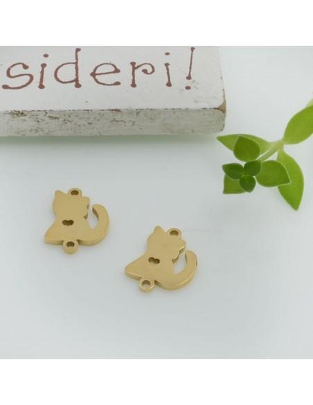 Connettore gatto in acciaio inossidabile 12 x 8 mm 1pz colori vari Gioie d'Oriente