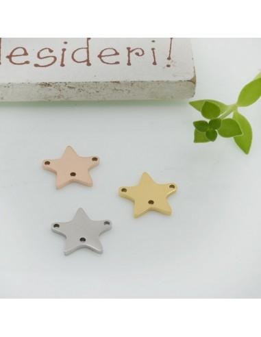 Connettore stella con 3 fori in acciaio inossidabile 10 mm 1pz colori vari Gioie d'Oriente