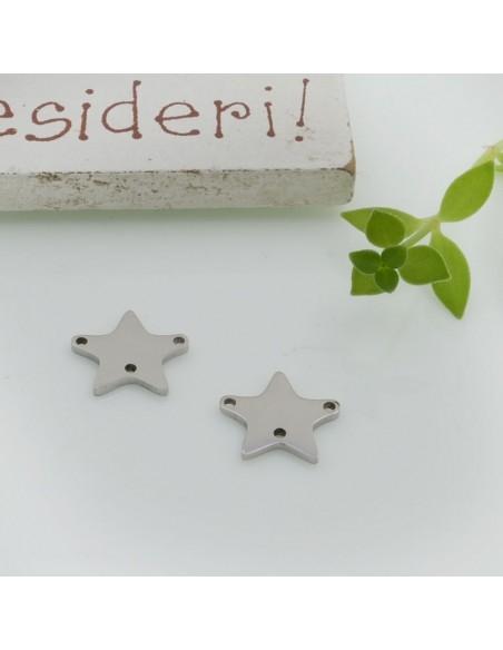 Connettore stella con 3 fori in acciaio inossidabile 10 mm 1pz colori vari Gioie d'Oriente