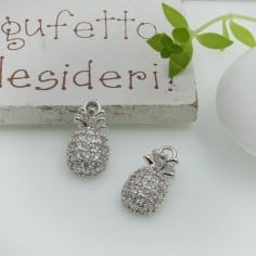 Ciondolo ananas in ottone con strass 14x8mm 1pz Gioie d'Oriente 2