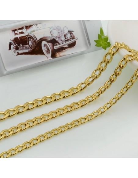 Catena grumetta piatta in acciaio varie misure 50 cm  oro  GDO