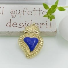 Ciondolo cuore sacro smaltato in zama base oro 30x20mm 1pz Gioie d'Oriente 2
