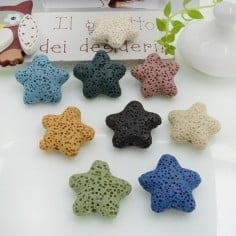 Perline in pietra lavica a stella 20mm 2pz - Gioie d'Oriente